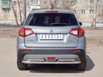 Тройная защита заднего бампера из двух труб диаметром 63 и 42x2 мм Russtal Suzuki Vitara LY дорестайлинг (2015-2019)