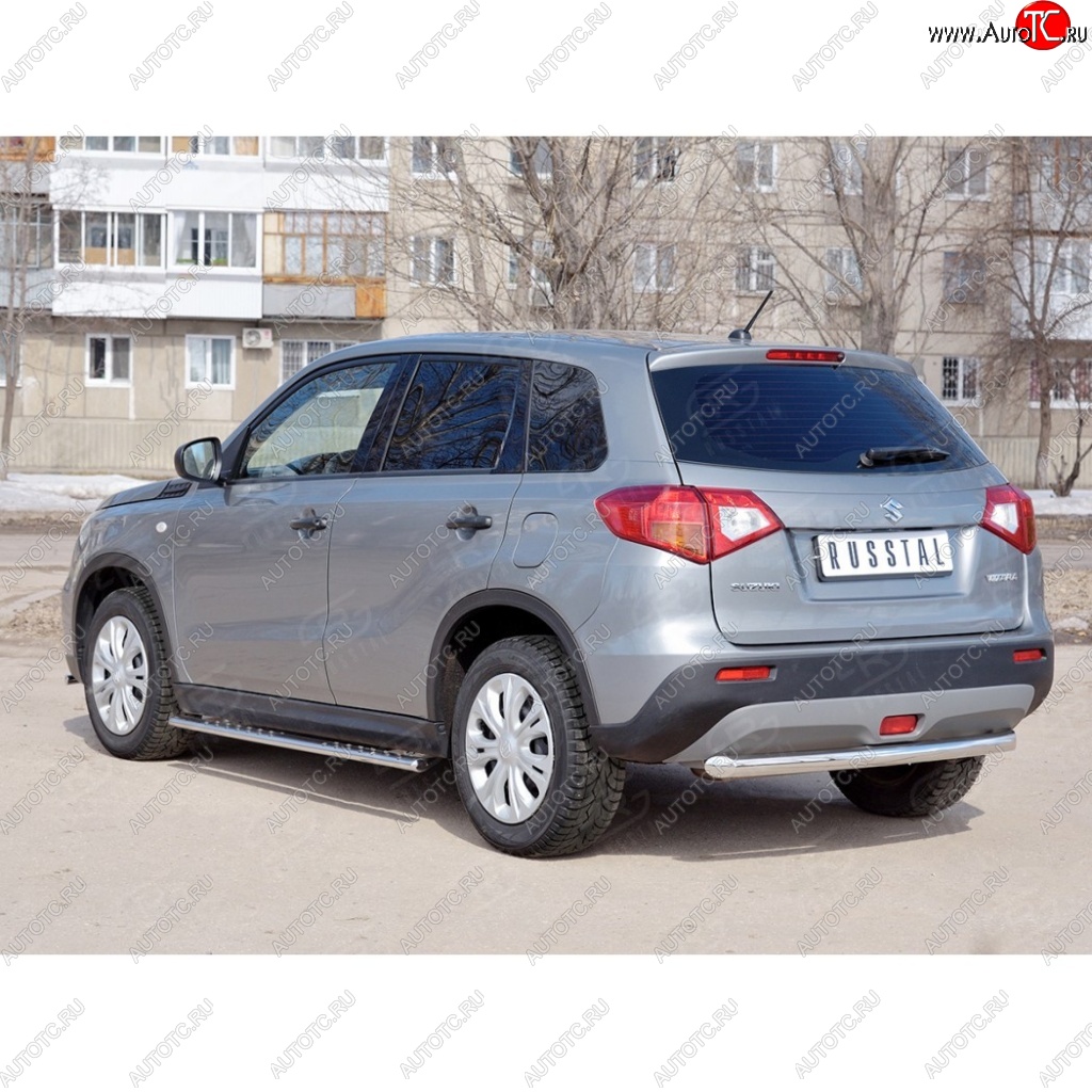 13 549 р. Одинарная защита заднего бампера из трубы диаметром 63 мм Russtal Suzuki Vitara LY дорестайлинг (2015-2019)  с доставкой в г. Санкт‑Петербург