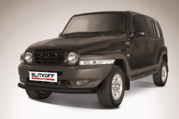 Защита переднего бампера Slitkoff (низкая, d57 мм) ТАГАЗ Tager 5d (2008-2012)