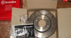 Передний тормозной диск Brembo Max 14 с вентиляцией и проточками Лада Приора 2170 седан дорестайлинг (2007-2014)