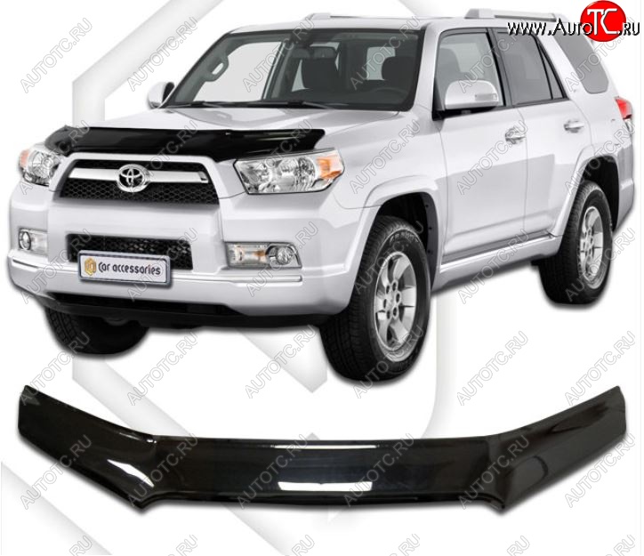 2 059 р. Дефлектор капота CA-Plastic Toyota 4Runner N280 дорестайлинг (2009-2013) (Classic черный, Без надписи)  с доставкой в г. Санкт‑Петербург