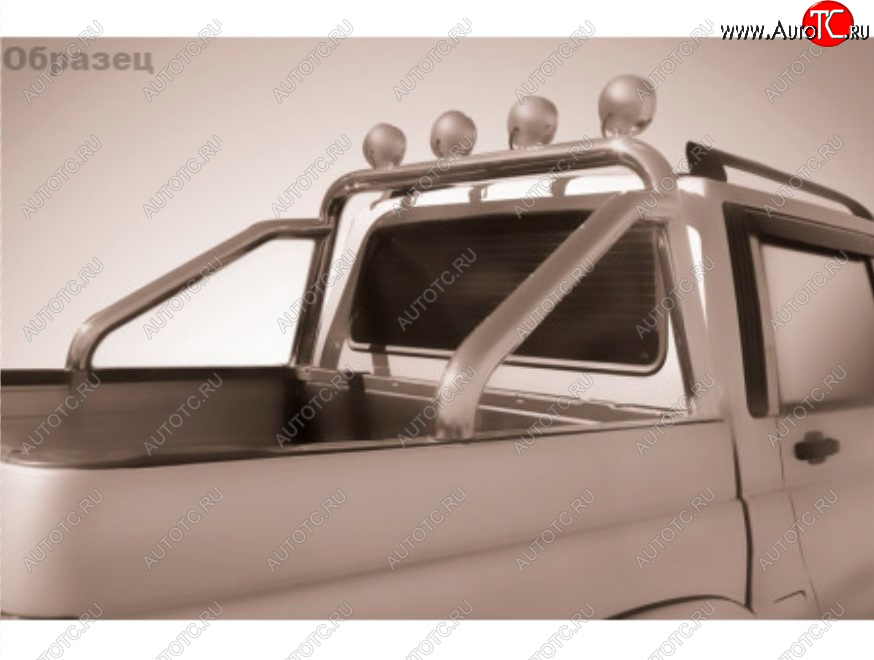 19 999 р. Защитная дуга багажника на Slitkoff (Ø 76 мм, с креплениями под ПТФ)  Toyota Hilux  AN120 (2017-2020) 1-ый рестайлинг (Нержавеющая сталь)  с доставкой в г. Санкт‑Петербург