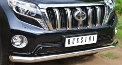 14 999 р. Одинарная защита переднего бампера диаметром 76 мм Russtal Toyota Land Cruiser Prado J150 1-ый рестайлинг (2013-2017)  с доставкой в г. Санкт‑Петербург. Увеличить фотографию 2