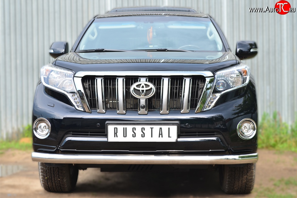 14 999 р. Одинарная защита переднего бампера диаметром 76 мм Russtal Toyota Land Cruiser Prado J150 1-ый рестайлинг (2013-2017)  с доставкой в г. Санкт‑Петербург