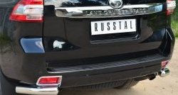 12 699 р. Защита заднего бампера (Ø76 мм уголки, нержавейка) Russtal Toyota Land Cruiser Prado J150 1-ый рестайлинг (2013-2017)  с доставкой в г. Санкт‑Петербург. Увеличить фотографию 2