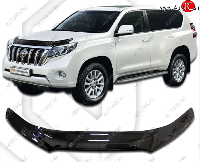 2 379 р. Дефлектор капота CA-Plastiс  Toyota Land Cruiser Prado  J150 (2013-2017) 1-ый рестайлинг (Classic черный, Без надписи)  с доставкой в г. Санкт‑Петербург