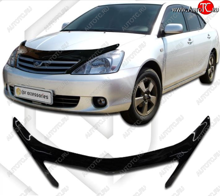 2 199 р. Дефлектор капота CA-Plastiс  Toyota Allion  T240 (2001-2007) (Classic черный, Без надписи)  с доставкой в г. Санкт‑Петербург