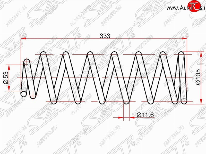 2 799 р. Комплект задних пружин (2 шт) 2WD SAT Toyota Allion T240 седан дорестайлинг (2001-2004)  с доставкой в г. Санкт‑Петербург