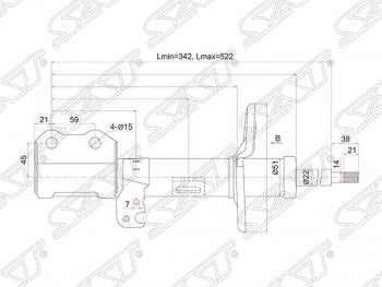 3 499 р. Правый амортизатор передний (2WD, 4WD) SAT  Toyota Allion  T260 - Premio  T260  с доставкой в г. Санкт‑Петербург. Увеличить фотографию 1