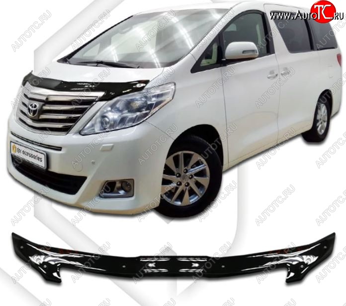 2 799 р. Дефлектор капота (DBA-GGH20W, ATH20W, ANH20W, ANH25W, GGH20W, GGH25W) CA-Plastiс  Toyota Alphard  H20 (2011-2015) рестайлинг (Classic черный, Без надписи)  с доставкой в г. Санкт‑Петербург