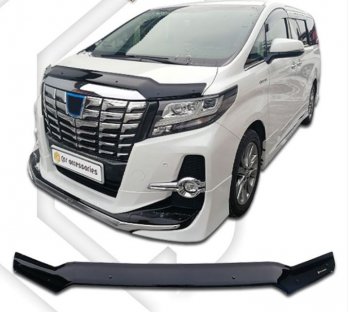 1 799 р. Дефлектор капота CA-Plastiс Toyota Alphard H30 дорестайлинг (2015-2018) (Classic черный, Без надписи)  с доставкой в г. Санкт‑Петербург. Увеличить фотографию 1