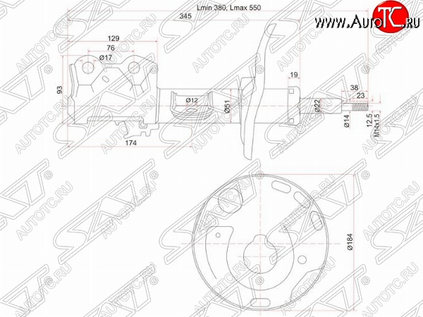 3 299 р. Правый амортизатор передний SAT  Toyota Auris  E150 - Corolla Rumion  E150  с доставкой в г. Санкт‑Петербург