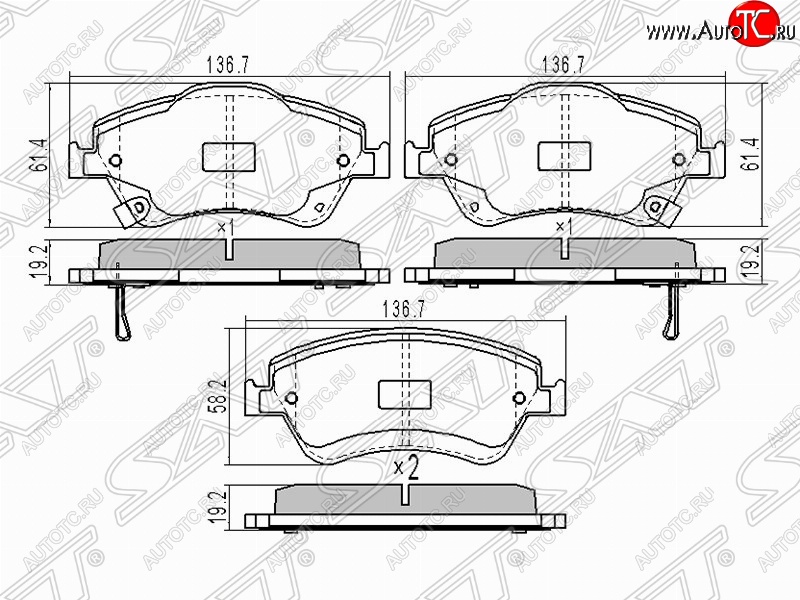 1 279 р. Колодки тормозные (передние) SAT Toyota Auris E150 хэтчбэк 5 дв. дорестайлинг (2006-2010)  с доставкой в г. Санкт‑Петербург