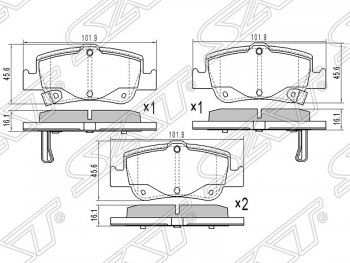 759 р. Колодки тормозные SAT (задние) Toyota Auris E150 хэтчбэк 5 дв. дорестайлинг (2006-2010)  с доставкой в г. Санкт‑Петербург. Увеличить фотографию 1