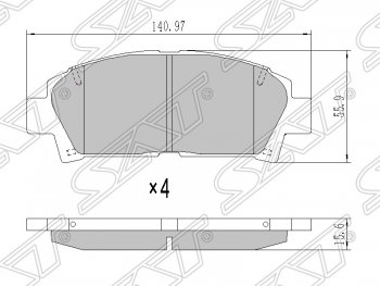 1 249 р. Колодки тормозные SAT (передние)  Toyota Avensis  T220 седан - Carina ( T190,  Е210)  с доставкой в г. Санкт‑Петербург. Увеличить фотографию 1