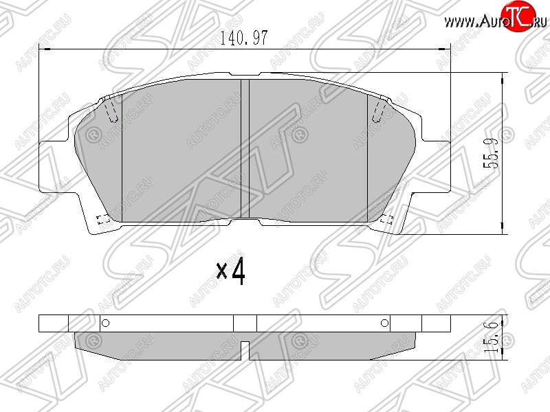 1 249 р. Колодки тормозные SAT (передние) Toyota Caldina T190 дорестайлинг универсал (1992-1995)  с доставкой в г. Санкт‑Петербург