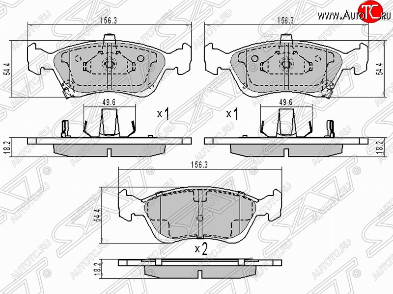 1 289 р. Колодки тормозные (передние) SAT  Toyota Avensis  T220 седан (1997-2003) дорестайлинг, рестайлинг  с доставкой в г. Санкт‑Петербург