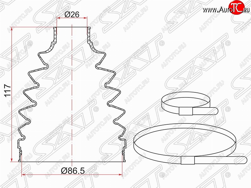 639 р. Пыльник ШРУСа (наружный/передний) SAT  Toyota Avensis ( T250 седан,  T250 универсал) (2003-2008) дорестайлинг, дорестайлинг, рестайлинг, рестайлинг  с доставкой в г. Санкт‑Петербург