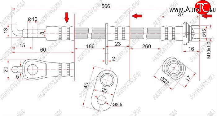 789 р. Тормозной шланг SAT (левый/правый)  Toyota bB  1 - WILL  с доставкой в г. Санкт‑Петербург