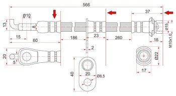 Тормозной шланг SAT (передний) Toyota Probox (2002-2014)