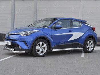 25 999 р. Защита переднего бампера (Ø63 мм с клыками, нержавейка) SLITKOFF  Toyota C-HR  NGX10, ZGX10 (2016-2019) дорестайлинг  с доставкой в г. Санкт‑Петербург. Увеличить фотографию 2