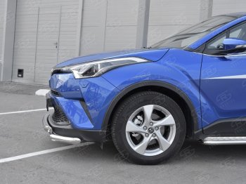 25 999 р. Защита переднего бампера (Ø63 мм с клыками, нержавейка) SLITKOFF  Toyota C-HR  NGX10, ZGX10 (2016-2019) дорестайлинг  с доставкой в г. Санкт‑Петербург. Увеличить фотографию 3