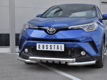 25 999 р. Защита переднего бампера (Ø63 мм с клыками, нержавейка) SLITKOFF  Toyota C-HR  NGX10, ZGX10 (2016-2019) дорестайлинг  с доставкой в г. Санкт‑Петербург. Увеличить фотографию 4