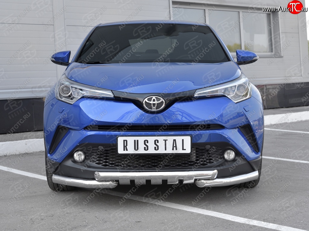 25 999 р. Защита переднего бампера (Ø63 мм с клыками, нержавейка) SLITKOFF  Toyota C-HR  NGX10, ZGX10 (2016-2019) дорестайлинг  с доставкой в г. Санкт‑Петербург