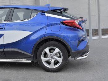 10 899 р. Защита заднего бампера (2 трубы Ø63 и 42 мм, нержавейка) Russtal  Toyota C-HR  NGX10, ZGX10 (2016-2019) дорестайлинг  с доставкой в г. Санкт‑Петербург. Увеличить фотографию 3