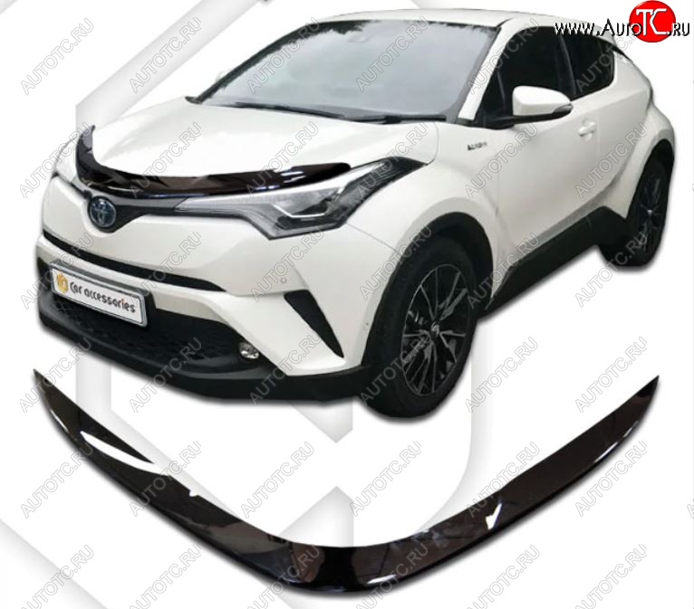 2 799 р. Дефлектор капота CA-Plastiс  Toyota C-HR  NGX10, ZGX10 (2019-2024) рестайлинг (Classic черный, Без надписи)  с доставкой в г. Санкт‑Петербург