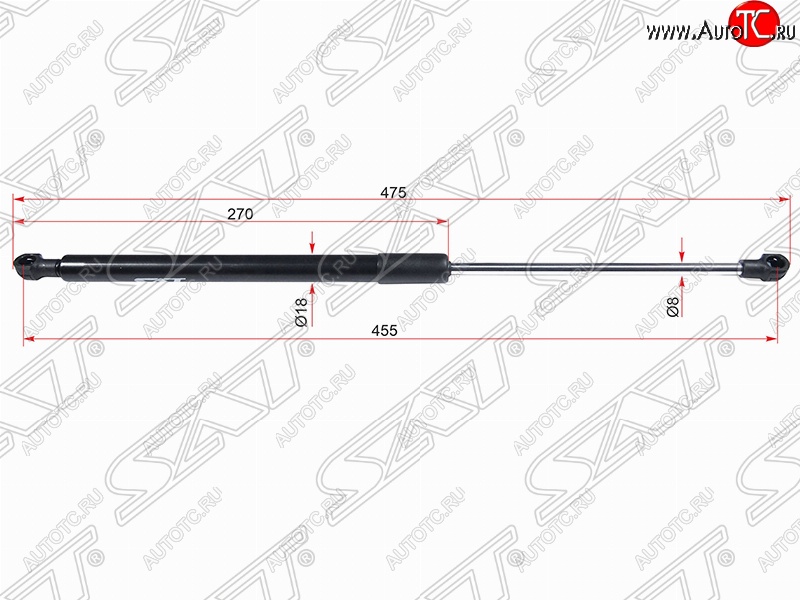 769 р. Правый газовый упор крышки багажника SAT  Toyota Caldina  T240 (2002-2007) универсал дорестайлинг, универсал рестайлинг  с доставкой в г. Санкт‑Петербург