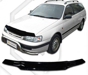 1 839 р. Дефлектор капота CA-Plastiс Toyota Caldina T190 дорестайлинг универсал (1992-1995) (Classic черный, Без надписи)  с доставкой в г. Санкт‑Петербург. Увеличить фотографию 1