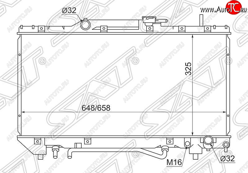4 599 р. Радиатор двигателя SAT Toyota Caldina T190 дорестайлинг универсал (1992-1995)  с доставкой в г. Санкт‑Петербург