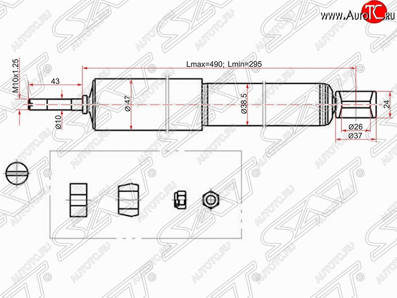 1 599 р. Амортизатор задний SAT Toyota Caldina T210 дорестайлинг универсал (1997-1999)  с доставкой в г. Санкт‑Петербург