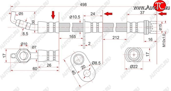 759 р. Тормозной шланг SAT (правый) Toyota Carina T190 седан дорестайлинг (1992-1994)  с доставкой в г. Санкт‑Петербург