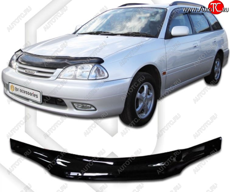 1 799 р. Дефлектор капота (T215) CA-Plastiс  Toyota Caldina  T210 (2000-2002) рестайлинг универсал (Classic черный, Без надписи)  с доставкой в г. Санкт‑Петербург