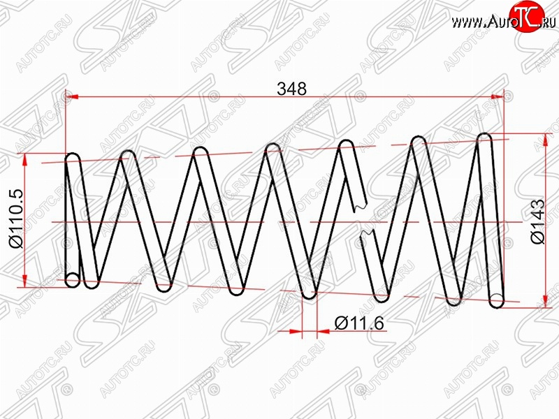 2 899 р. Комплект задних пружин SAT Toyota Carina T190 седан дорестайлинг (1992-1994)  с доставкой в г. Санкт‑Петербург