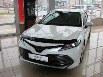 2 799 р. Дефлектор капота SIM Toyota Camry XV70 дорестайлинг (2017-2021)  с доставкой в г. Санкт‑Петербург. Увеличить фотографию 1