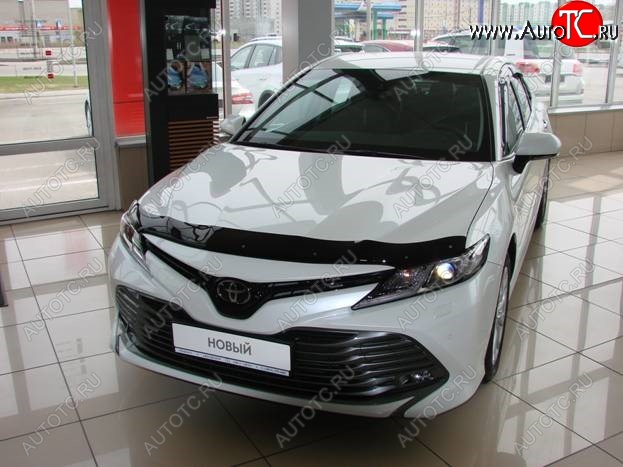 2 799 р. Дефлектор капота SIM Toyota Camry XV70 дорестайлинг (2017-2021)  с доставкой в г. Санкт‑Петербург