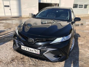 14 699 р. Накладка переднего бампера Yurol Toyota Camry XV70 дорестайлинг (2017-2021) (Неокрашенная)  с доставкой в г. Санкт‑Петербург. Увеличить фотографию 3