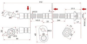 949 р. Тормозной шланг SAT (задний, левый/правый)  Toyota Camry ( V40,  XV30,  XV40) - Vista  седан  с доставкой в г. Санкт‑Петербург. Увеличить фотографию 1