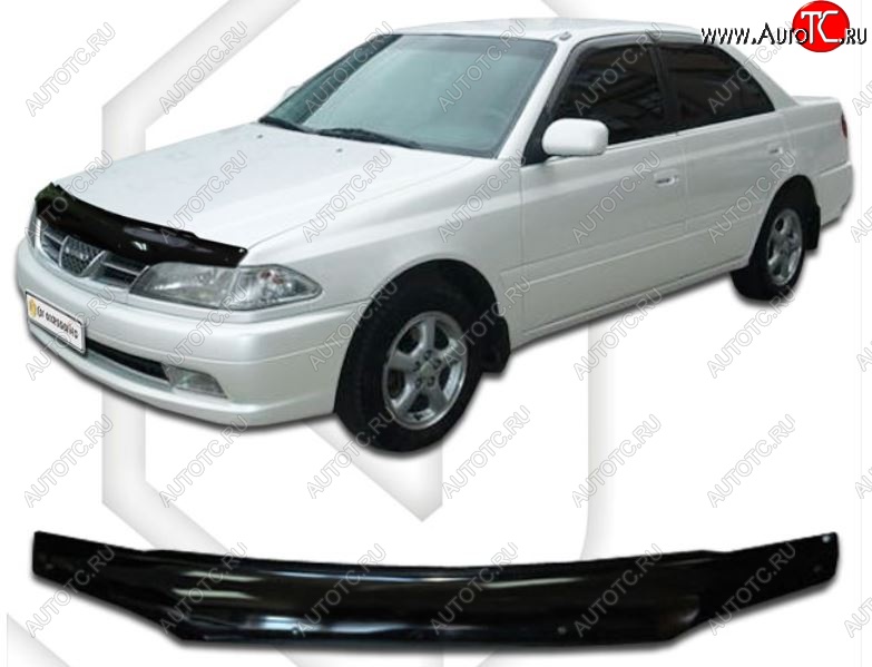 1 839 р. Дефлектор капота CA-Plastiс Toyota Carina Е210 седан дорестайлинг (1996-1998) (Classic черный, Без надписи)  с доставкой в г. Санкт‑Петербург