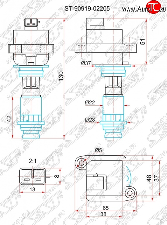 1 439 р. Катушка зажигания SAT Toyota Chaser (1992-1996)  с доставкой в г. Санкт‑Петербург