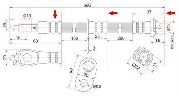 Тормозной шланг SAT (передний) Toyota Mark 2 X110 седан дорестайлинг (2000-2002)