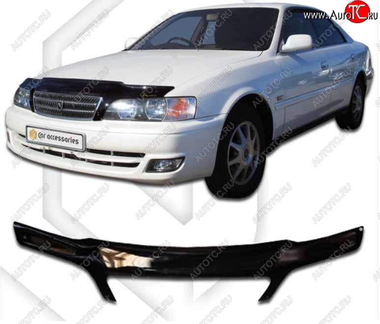 2 059 р. Дефлектор капота CA-Plastiс  Toyota Chaser (1996-2001) (Classic черный, Без надписи)  с доставкой в г. Санкт‑Петербург