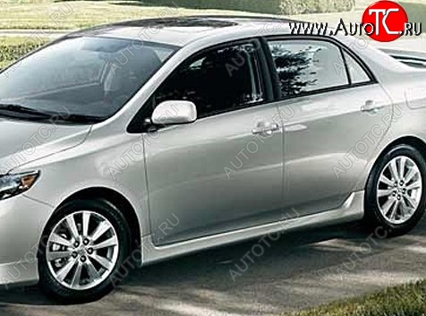 7 399 р. Пороги накладки CT Toyota Corolla E150 седан рестайлинг (2009-2013) (Неокрашенные)  с доставкой в г. Санкт‑Петербург