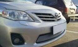 1 539 р. Сетка на бампер Russtal (хром)  Toyota Corolla  E150 (2009-2013) седан рестайлинг  с доставкой в г. Санкт‑Петербург. Увеличить фотографию 2