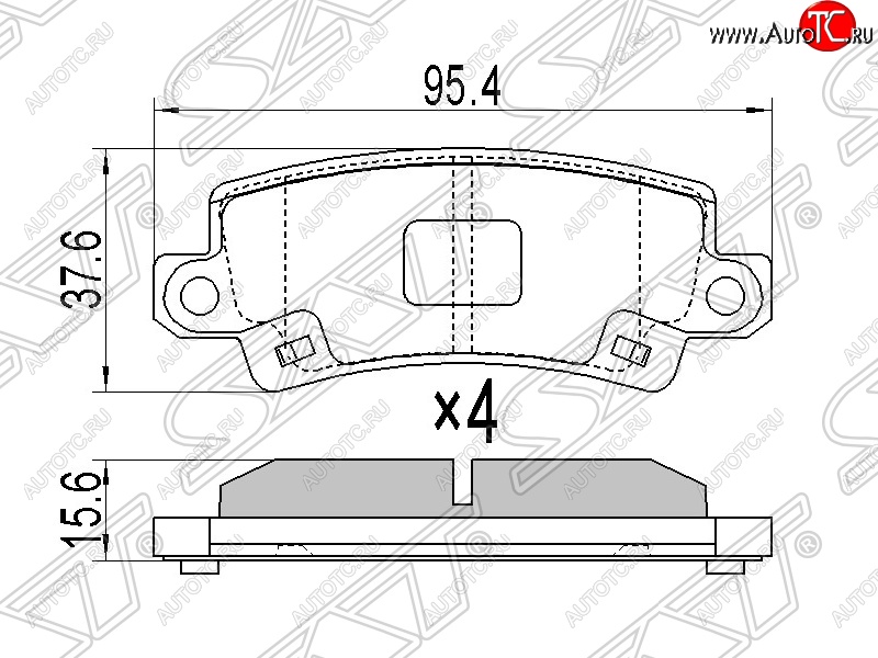 829 р. Колодки тормозные SAT (задние)  Toyota Corolla Fielder  E120 (2000-2006) универсал дорестайлинг, универсал 1-ый рестайлинг, универсал 2-ой рестайлинг  с доставкой в г. Санкт‑Петербург