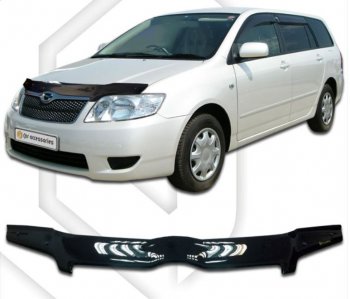 1 799 р. Дефлектор капота CA-Plastiс  Toyota Corolla Fielder  E120 (2004-2006) (Classic черный, Без надписи)  с доставкой в г. Санкт‑Петербург. Увеличить фотографию 1