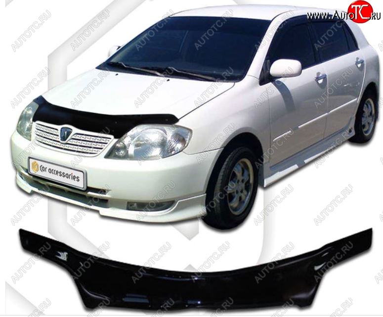 1 989 р. Дефлектор капота (E121-124 до 2002) CA-Plastiс  Toyota Corolla Runx  E120 (1999-2002) (Classic черный, Без надписи)  с доставкой в г. Санкт‑Петербург